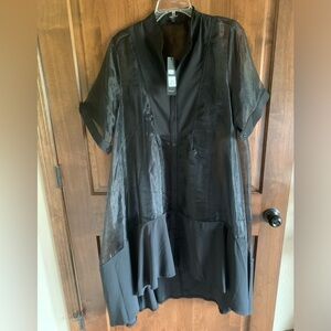 NWT black organza dress with slip- one size